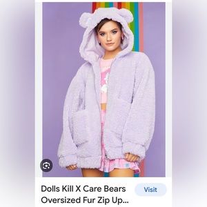 Dolls Kill Care Bear colab oversized fleece jacket